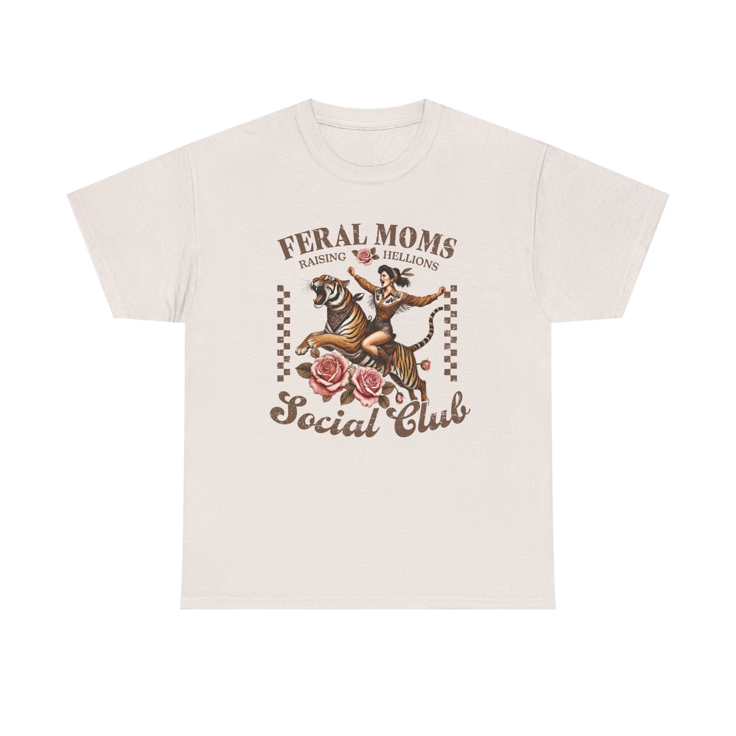 Feral Moms Social Club Tee - Unisex Heavy Cotton T-Shirt for Fun & Rebellious Moms