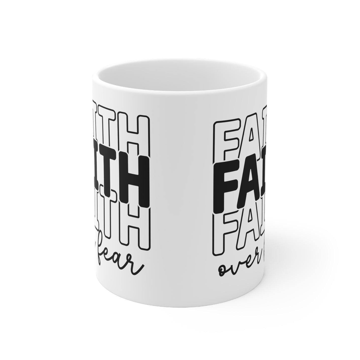 Inspirational 11oz Ceramic Mug - Faith Over Fear Design - GULLYDESIGN