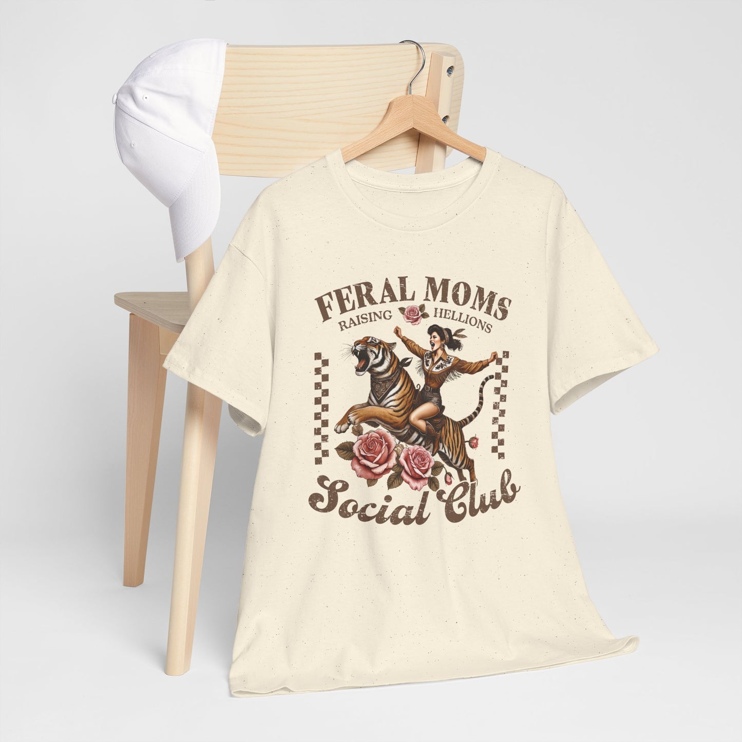 Feral Moms Social Club Tee - Unisex Heavy Cotton T-Shirt for Fun & Rebellious Moms