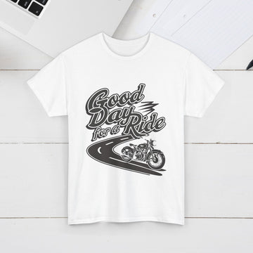 Good Day for a Ride Unisex Heavy Cotton Tee - Perfect for Motorcycle Enthusiasts