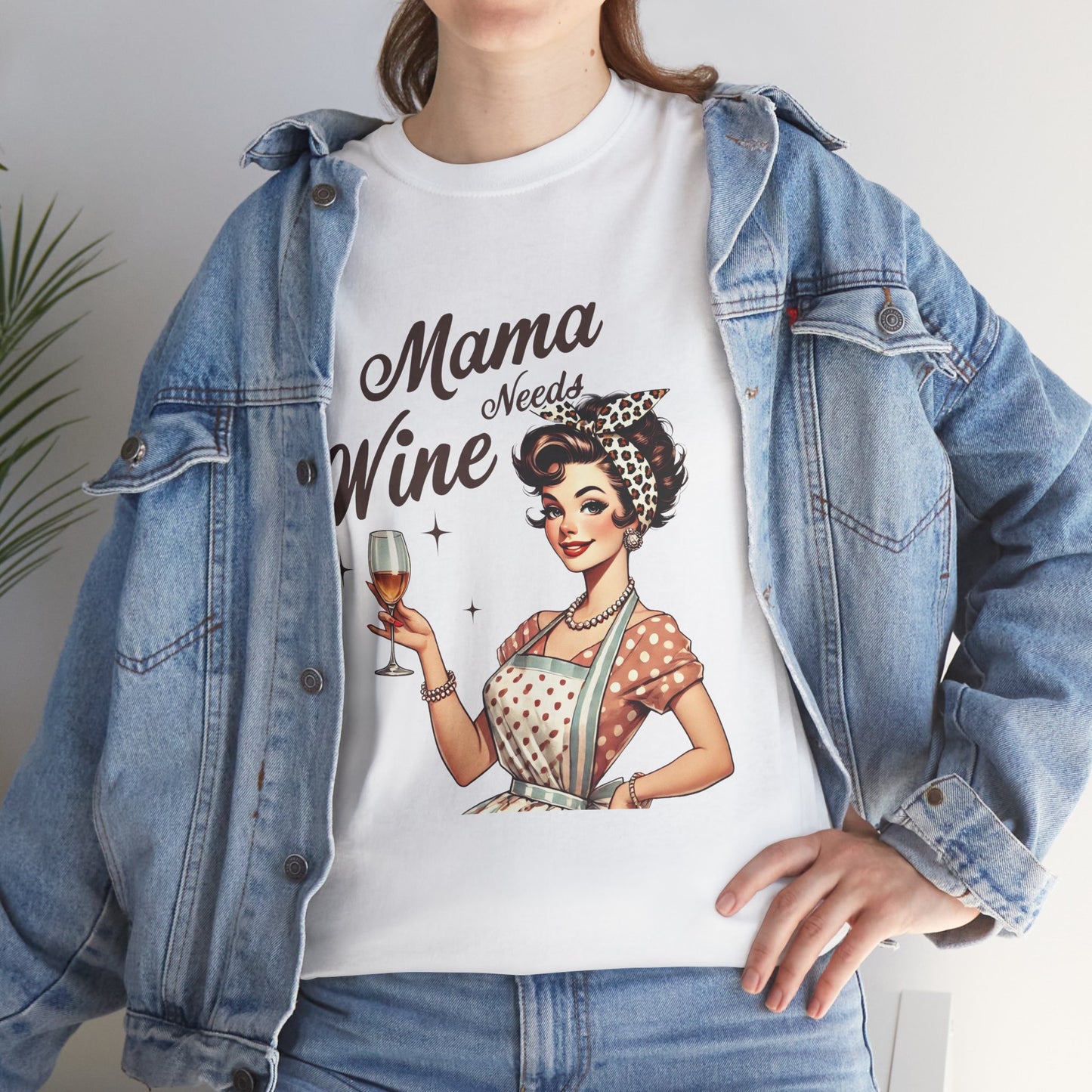 Mama Needs Wine Unisex Heavy Cotton Tee - Fun and Playful Gift for Wine Lovers