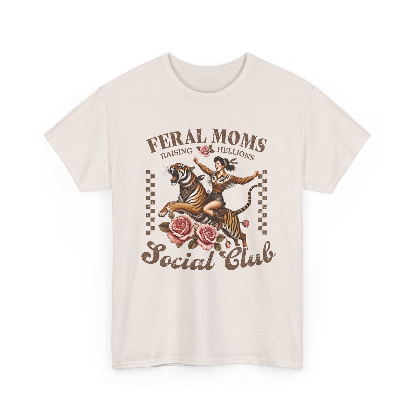 Feral Moms Social Club Tee - Unisex Heavy Cotton T-Shirt for Fun & Rebellious Moms