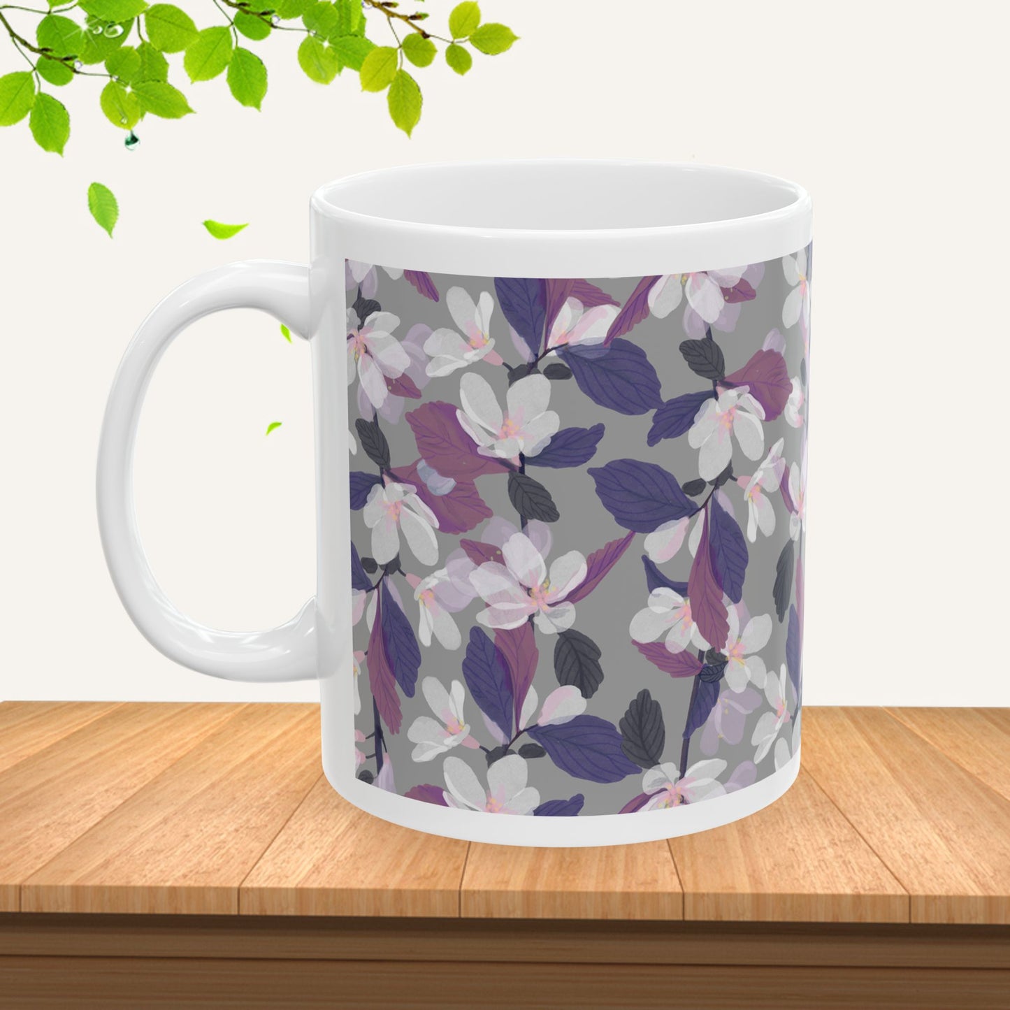 Elegant Floral Ceramic Mug - 11oz & 15oz Coffee Cup for Home & Office