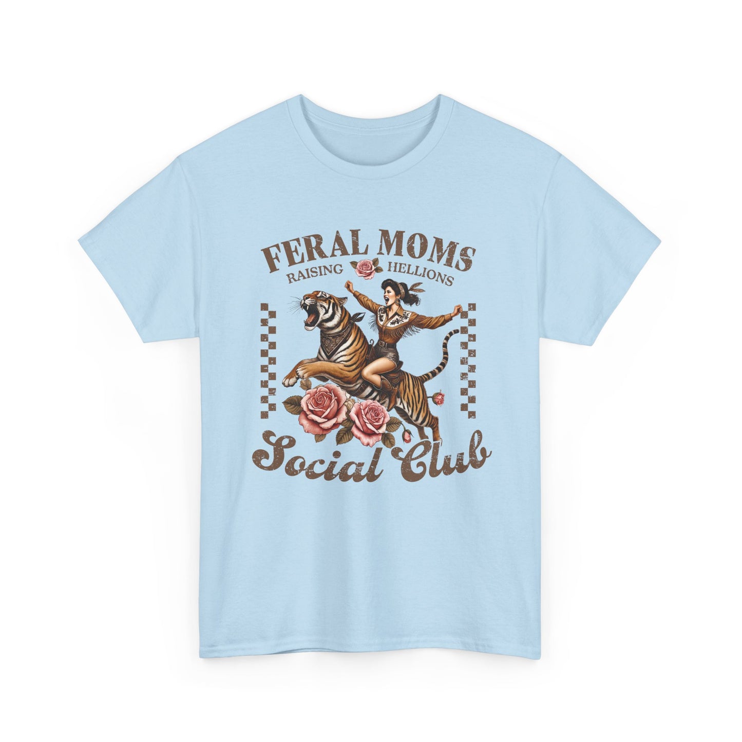 Feral Moms Social Club Tee - Unisex Heavy Cotton T-Shirt for Fun & Rebellious Moms