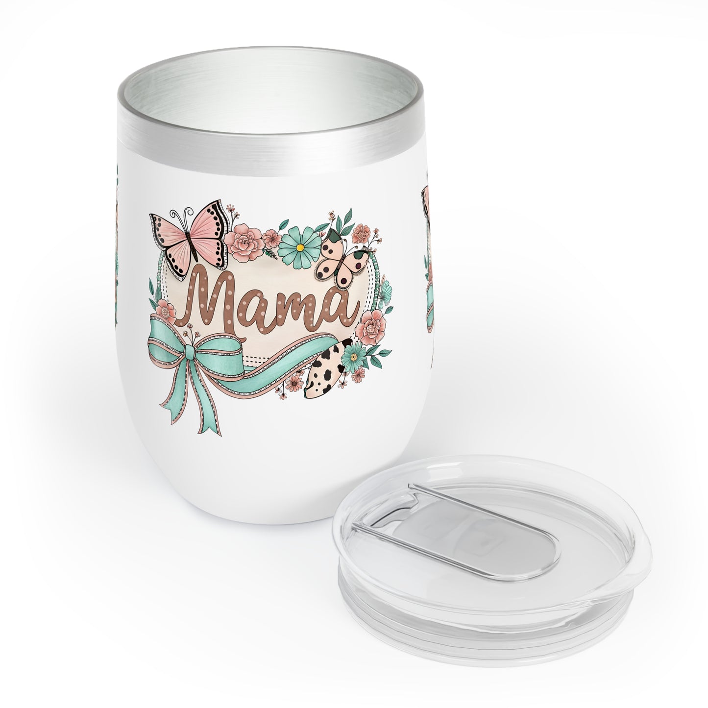 Personalized Mama Chill Wine Tumbler with Floral Design