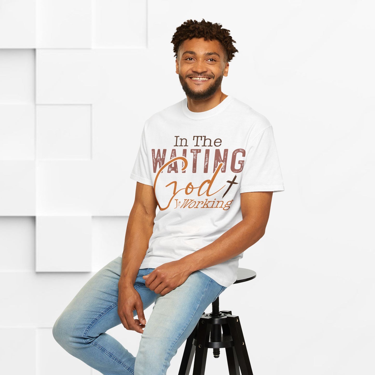 In The Waiting God is Working Unisex Garment-Dyed T-shirt | Inspirational Faith Tee
