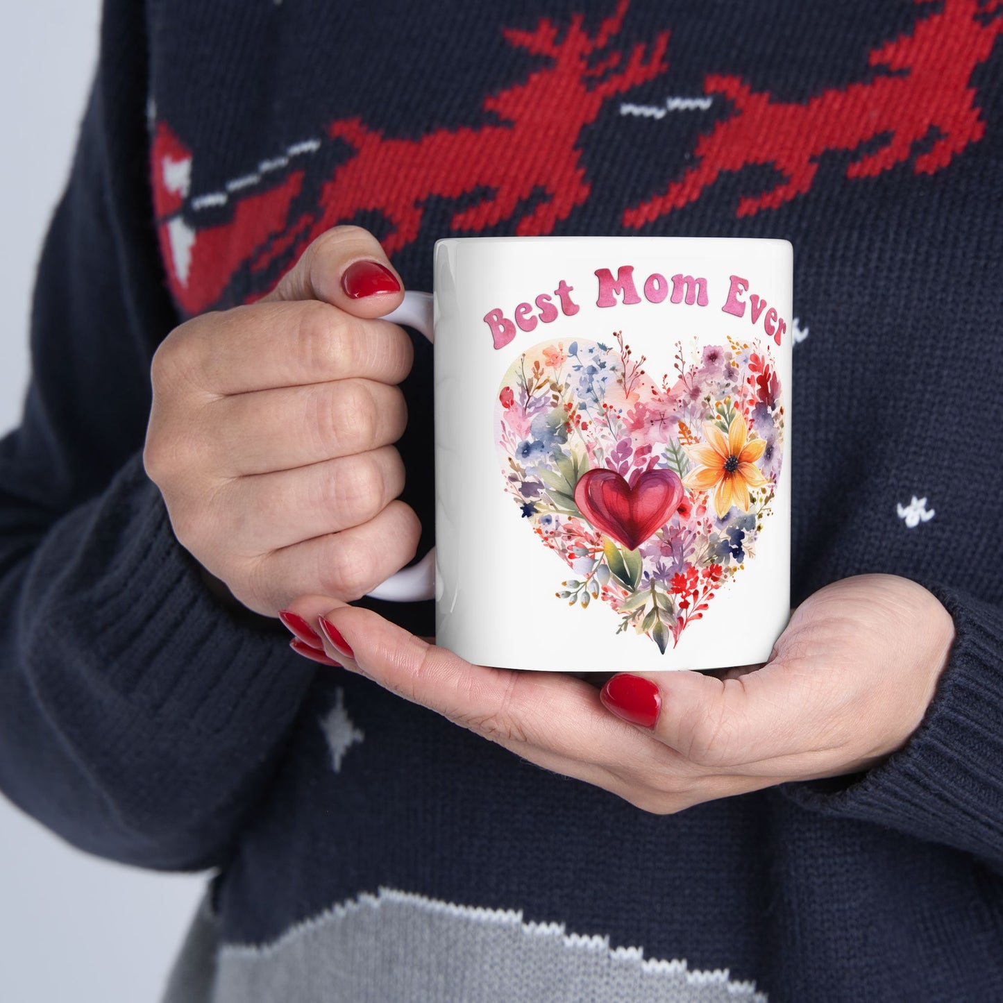 Best Mom Ever Floral Ceramic Mug | Perfect Gift for Mother's Day, Birthdays & Celebrations