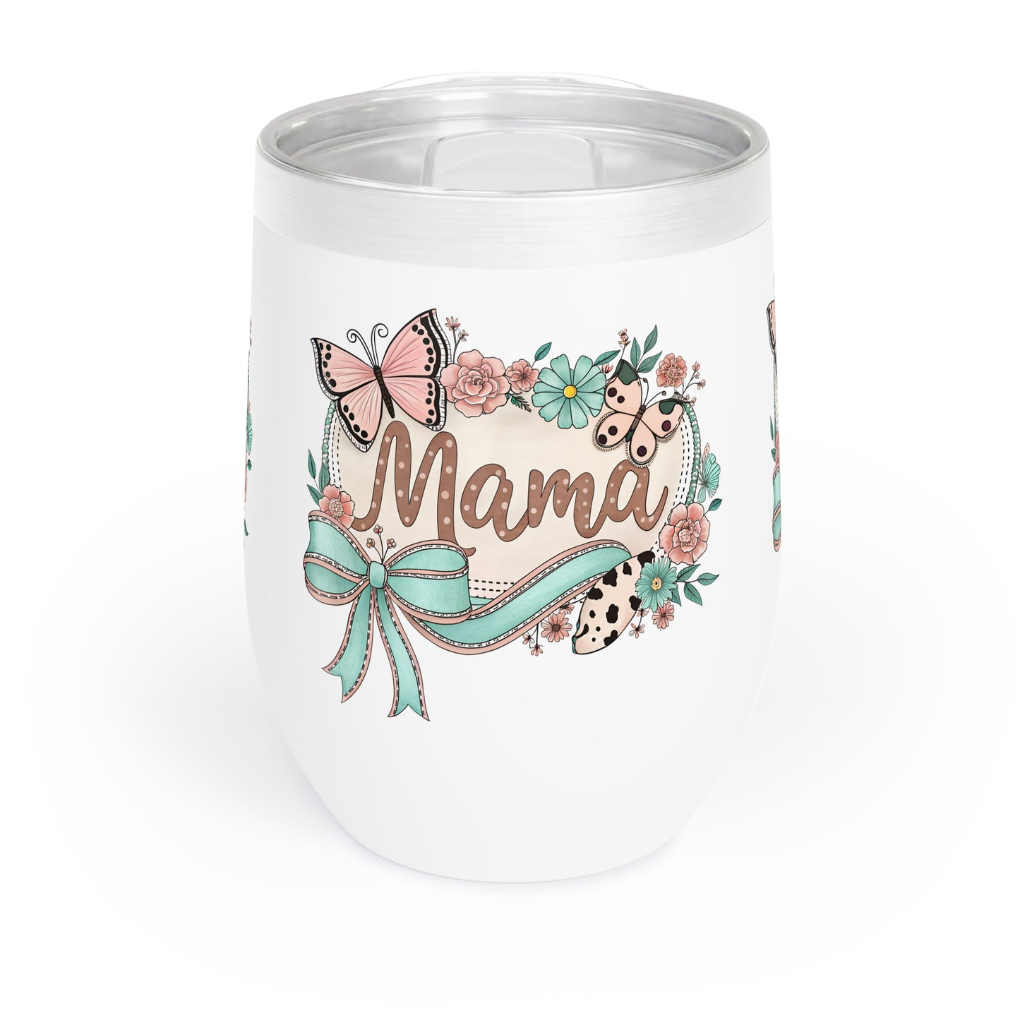 Personalized Mama Chill Wine Tumbler with Floral Design