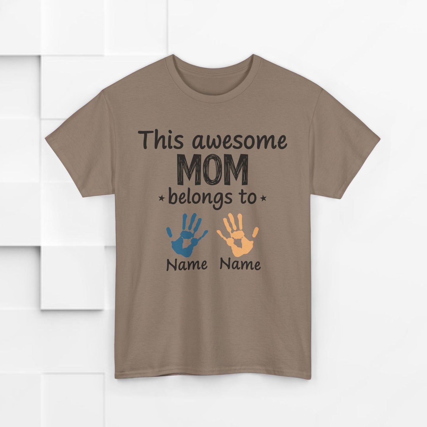 Custom "This Awesome MOM Belongs To" Unisex Heavy Cotton Tee - Perfect Gift for Mother's Day and Family Celebrations