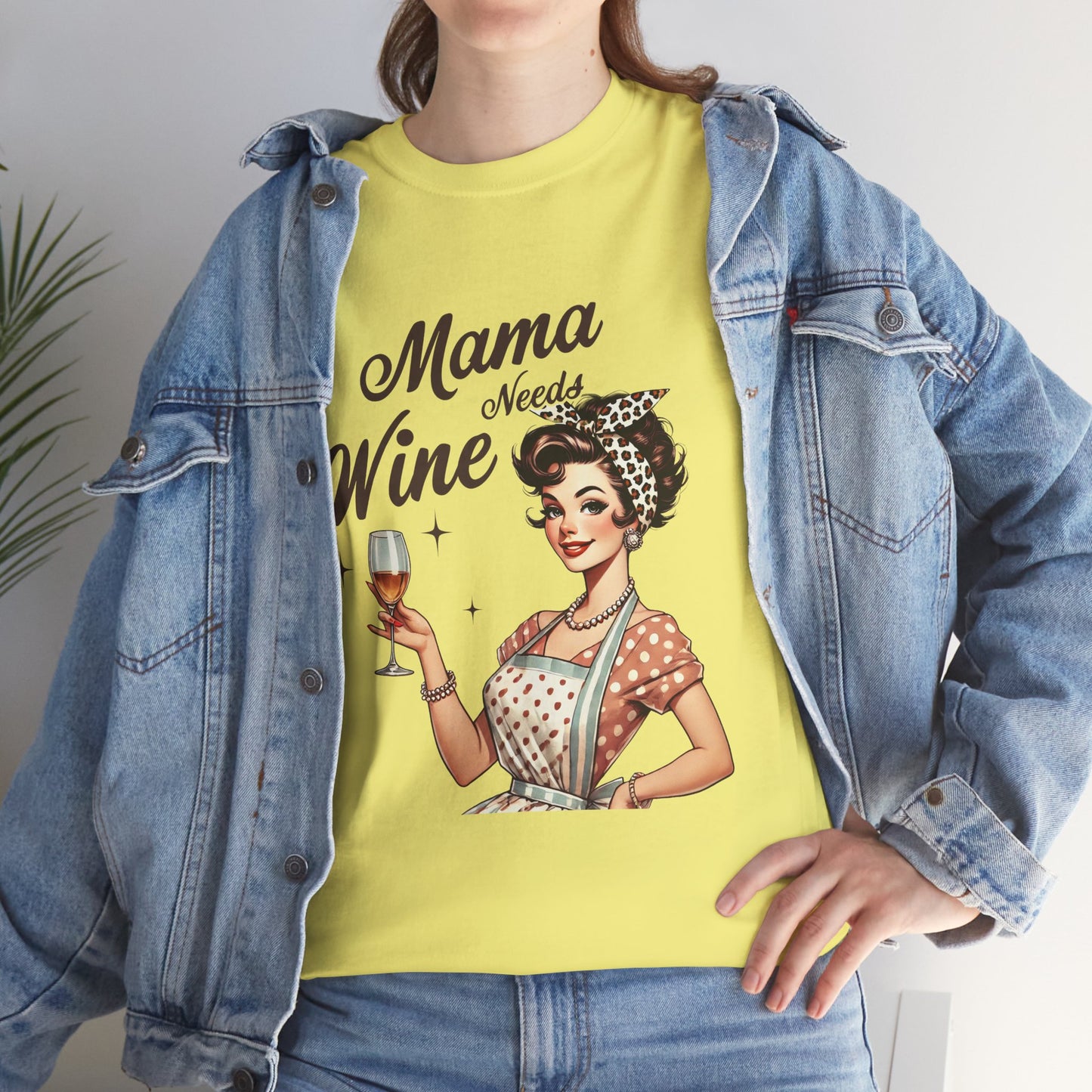 Mama Needs Wine Unisex Heavy Cotton Tee - Fun and Playful Gift for Wine Lovers
