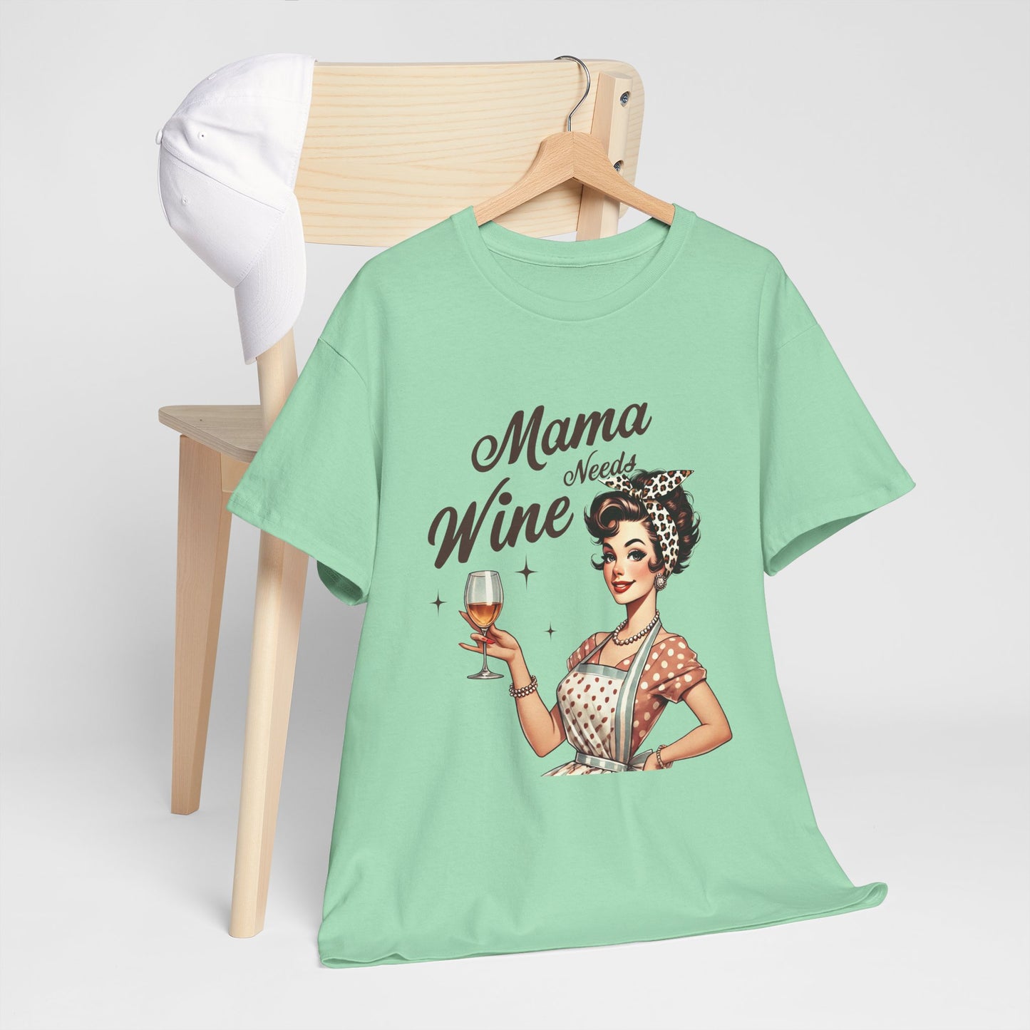 Mama Needs Wine Unisex Heavy Cotton Tee - Fun and Playful Gift for Wine Lovers