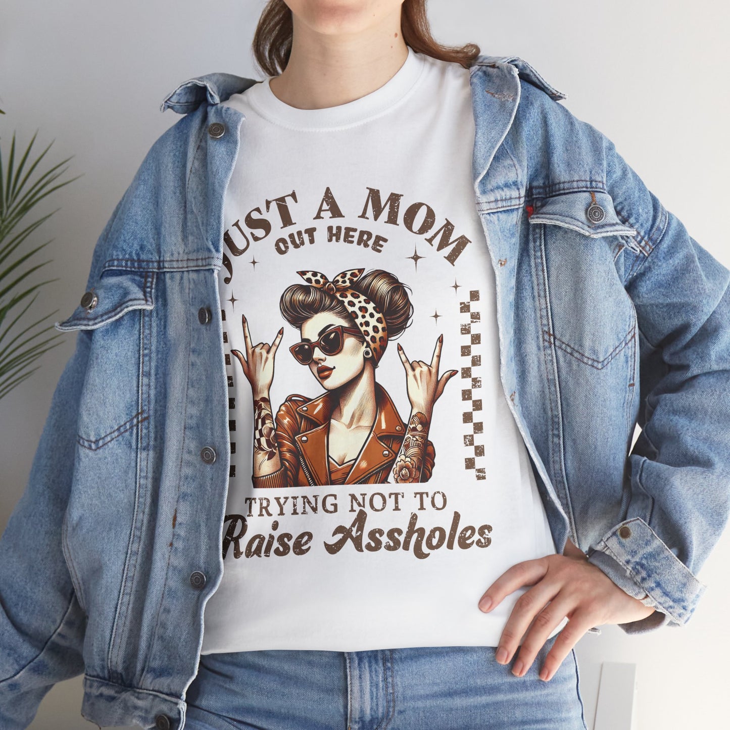 Just a Mom Unisex Heavy Cotton Tee - Funny Mom Shirt for Mother's Day