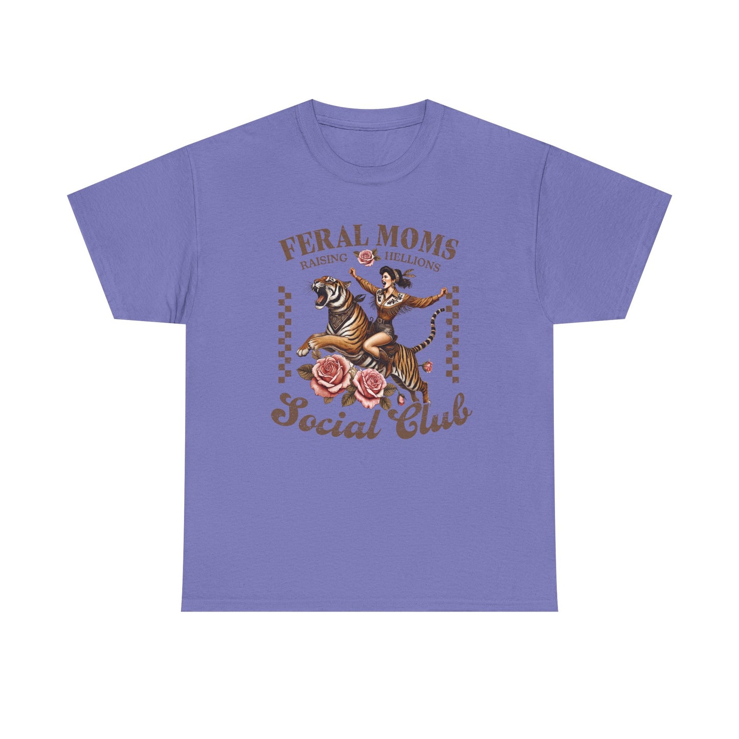 Feral Moms Social Club Tee - Unisex Heavy Cotton T-Shirt for Fun & Rebellious Moms