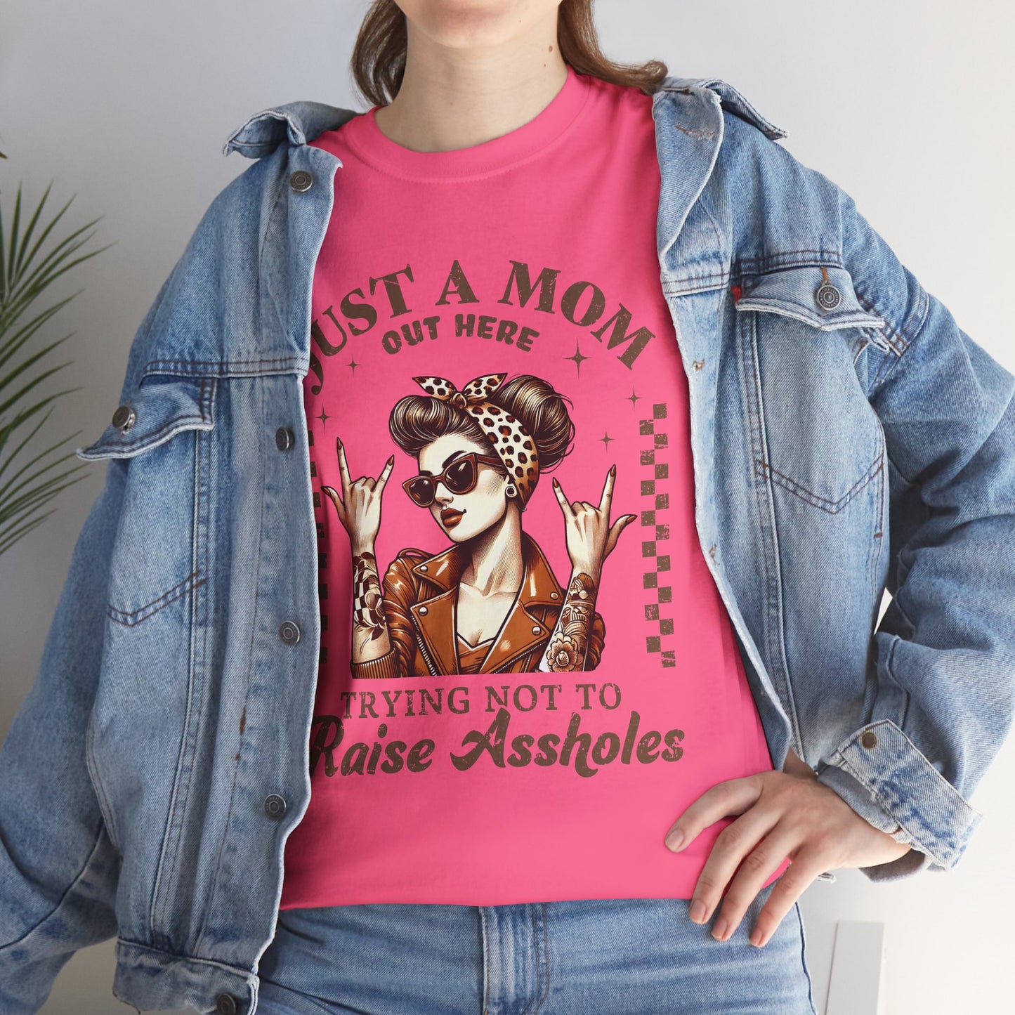 Just a Mom Unisex Heavy Cotton Tee - Funny Mom Shirt for Mother's Day