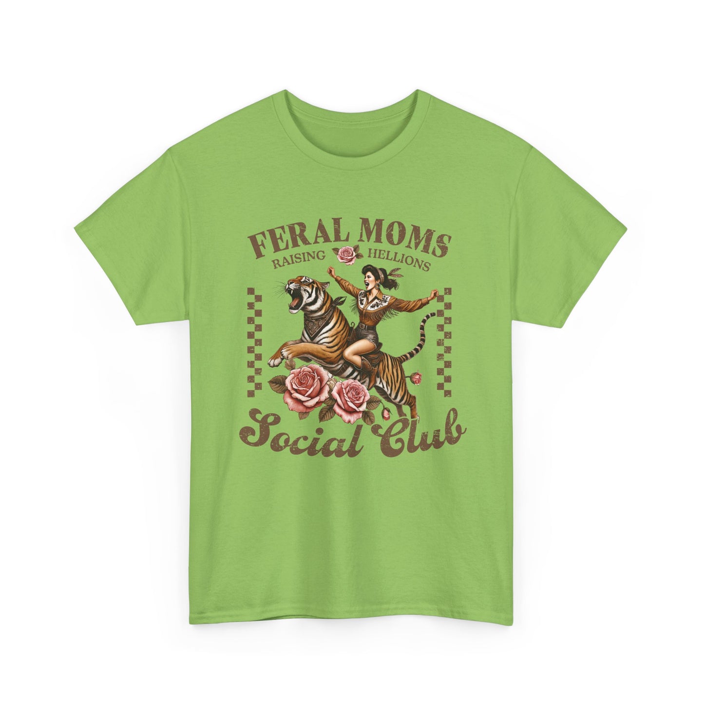 Feral Moms Social Club Tee - Unisex Heavy Cotton T-Shirt for Fun & Rebellious Moms