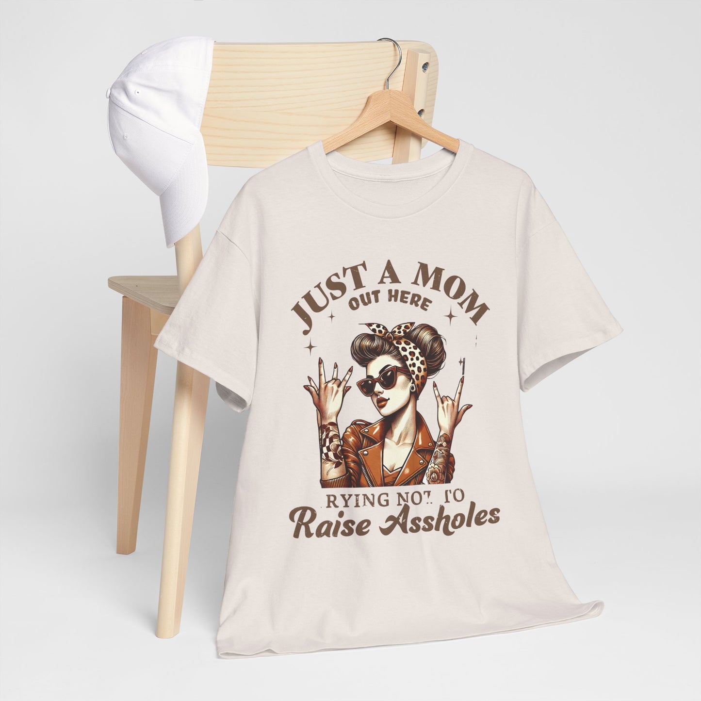 Just a Mom Heavy Cotton Tee - Funny Mom Shirt
