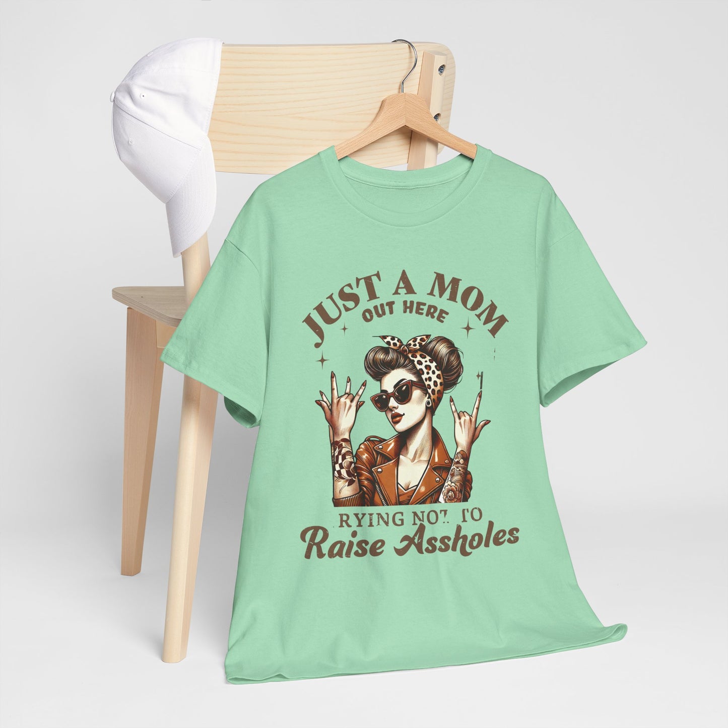 Just a Mom Heavy Cotton Tee - Funny Mom Shirt