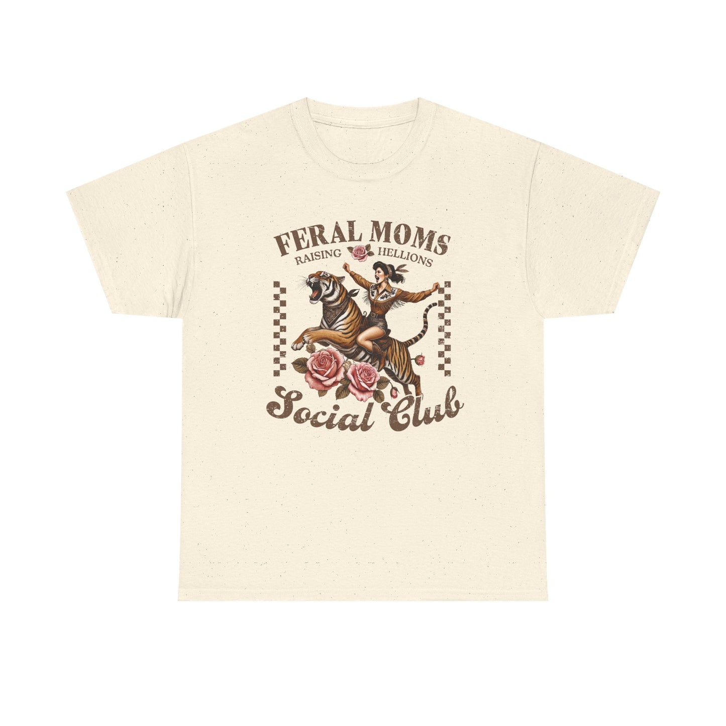 Feral Moms Social Club Tee - Unisex Heavy Cotton T-Shirt for Fun & Rebellious Moms
