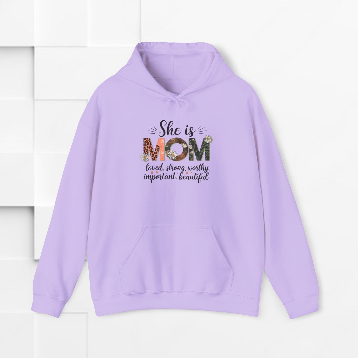 She is MOM Hooded Sweatshirt - Soft, Warm & Inspirational Gift for Mother's Day