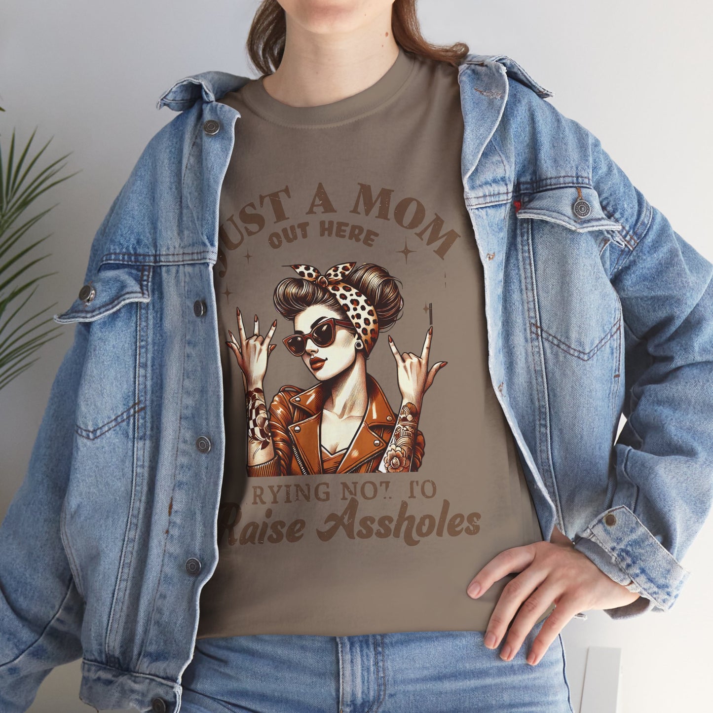 Just a Mom Heavy Cotton Tee - Funny Mom Shirt