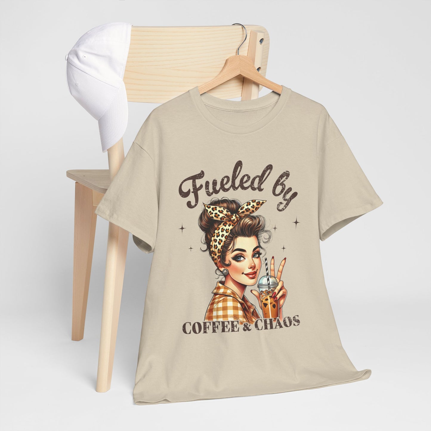 Fueled by Coffee & Chaos Unisex Tee - Fun Graphic Shirt for Coffee Lovers
