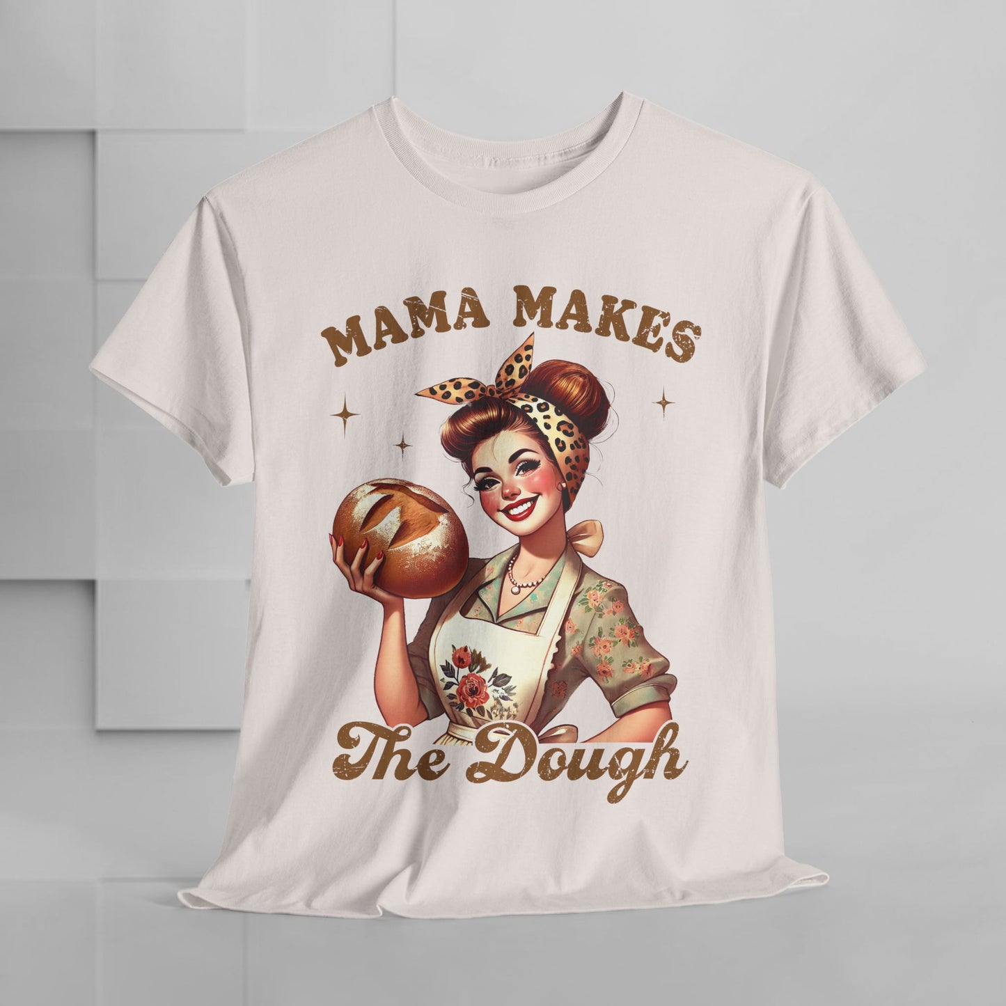 Funny Baking T-Shirt | "Mama Makes The Dough" Unisex Heavy Cotton Tee | Perfect Gift for Moms & Bakers