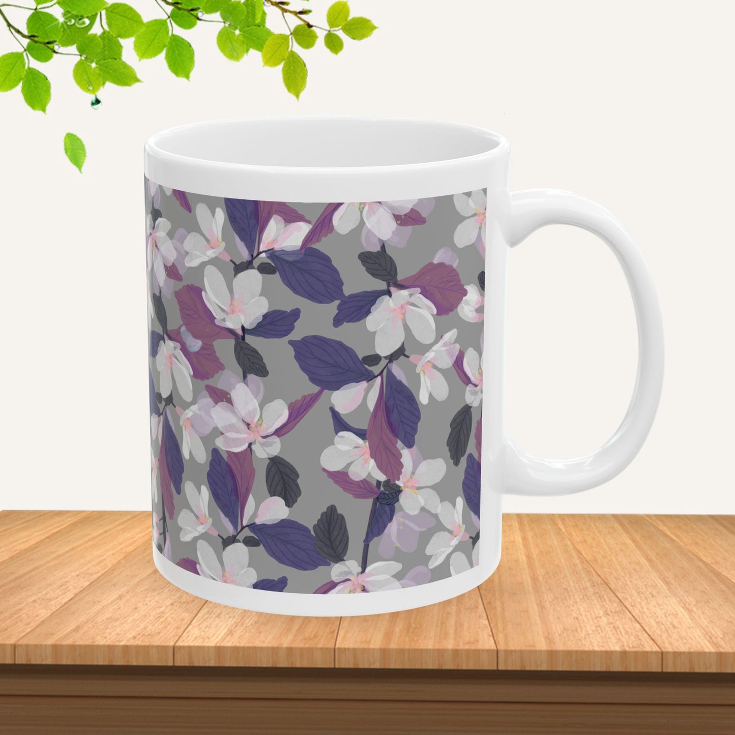 Elegant Floral Ceramic Mug - 11oz & 15oz Coffee Cup for Home & Office