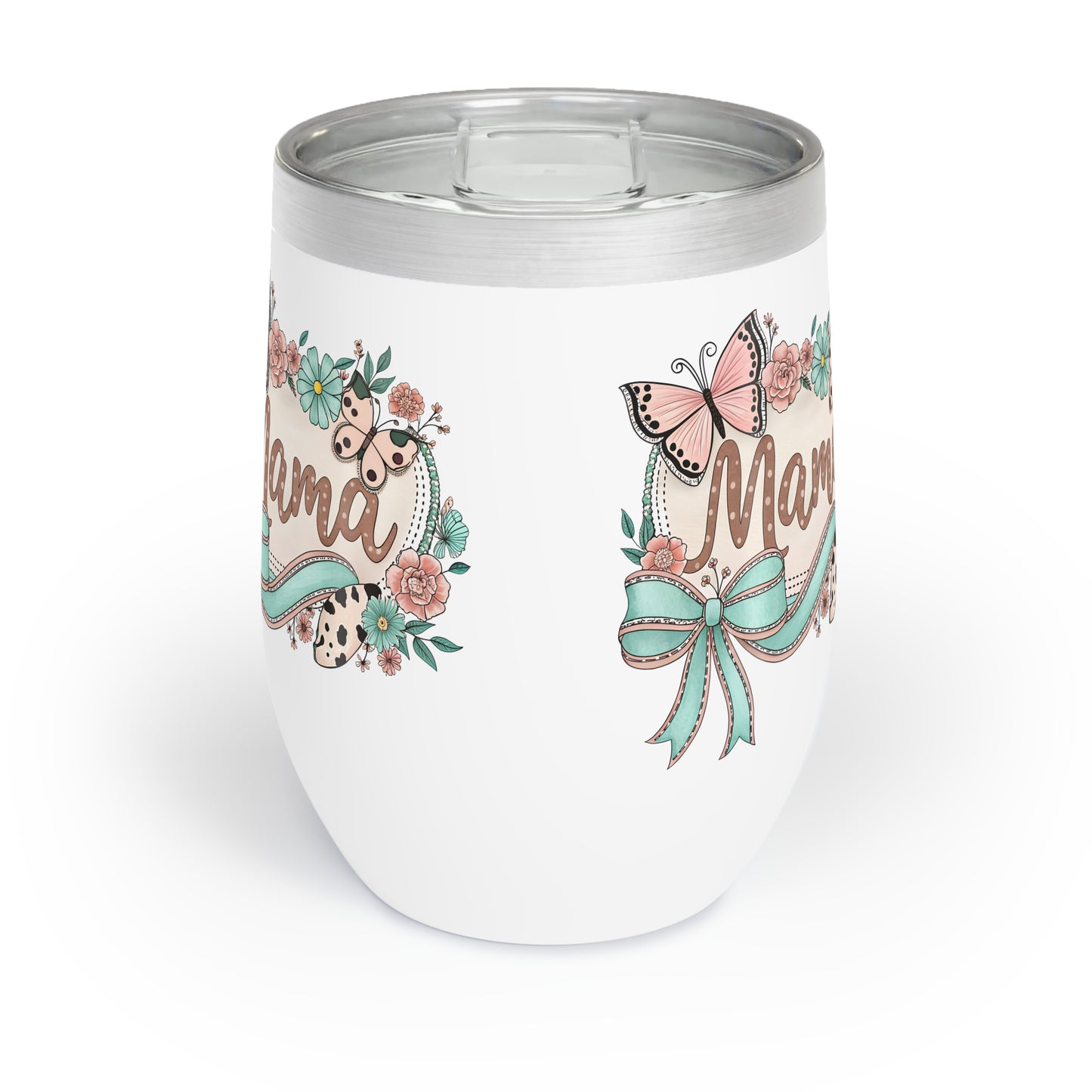 Personalized Mama Chill Wine Tumbler with Floral Design