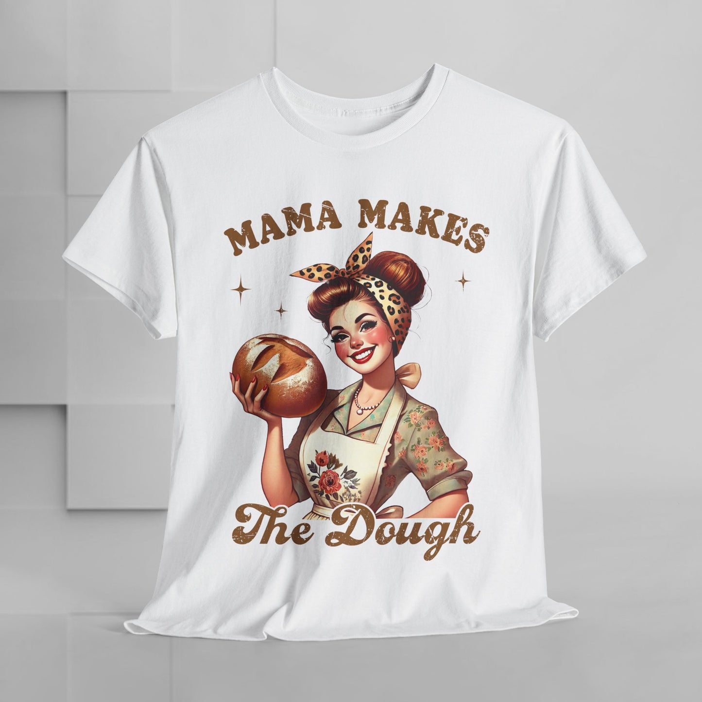 Funny Baking T-Shirt | "Mama Makes The Dough" Unisex Heavy Cotton Tee | Perfect Gift for Moms & Bakers