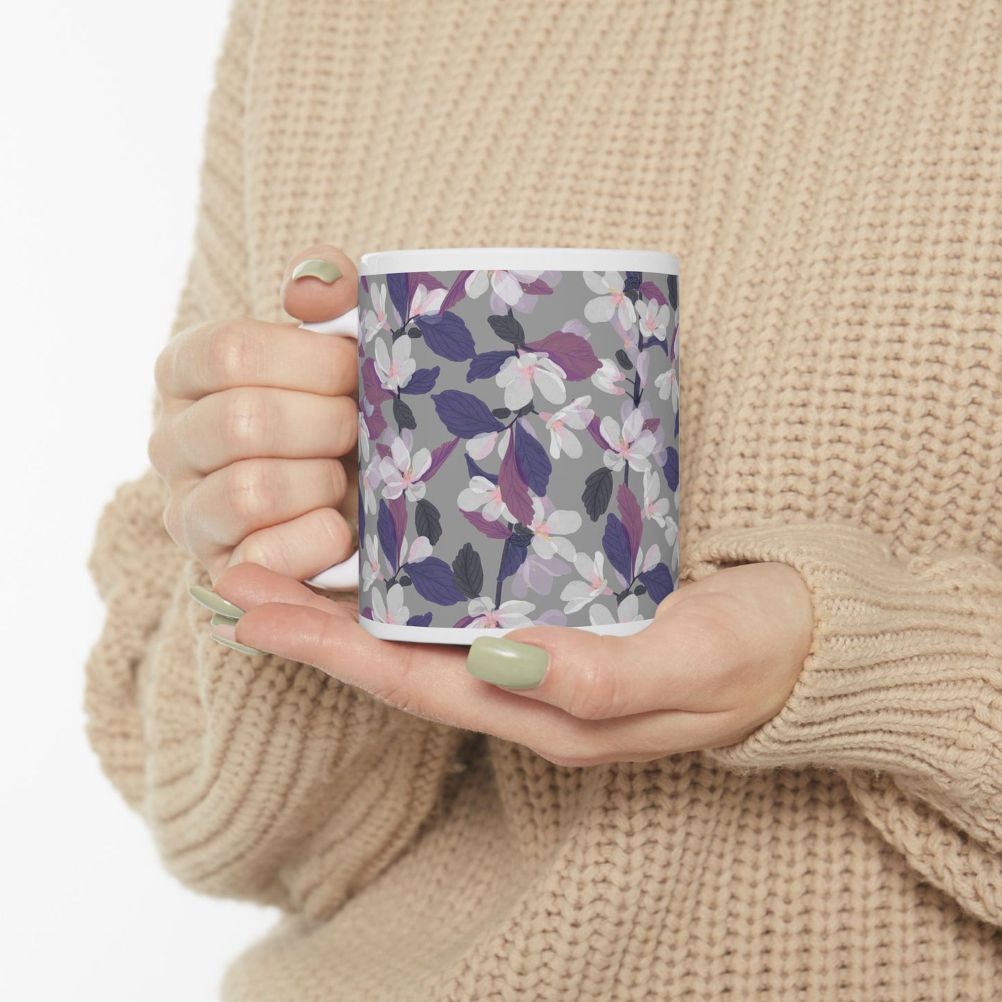 Elegant Floral Ceramic Mug - 11oz & 15oz Coffee Cup for Home & Office
