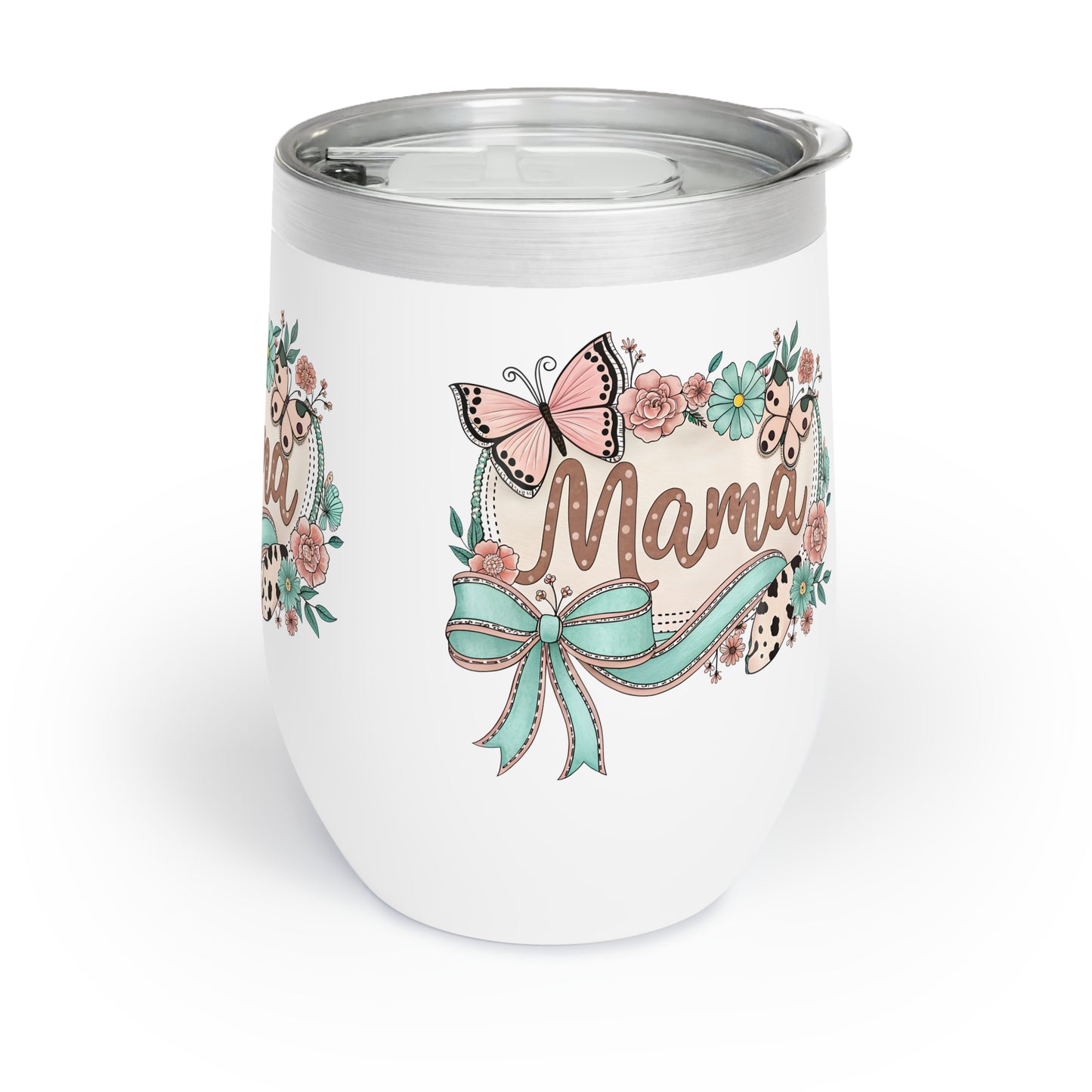 Personalized Mama Chill Wine Tumbler with Floral Design