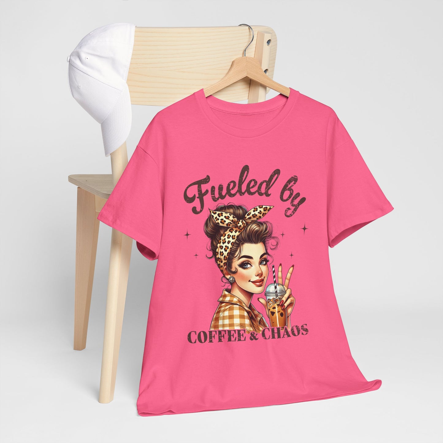 Fueled by Coffee & Chaos Unisex Tee - Fun Graphic Shirt for Coffee Lovers