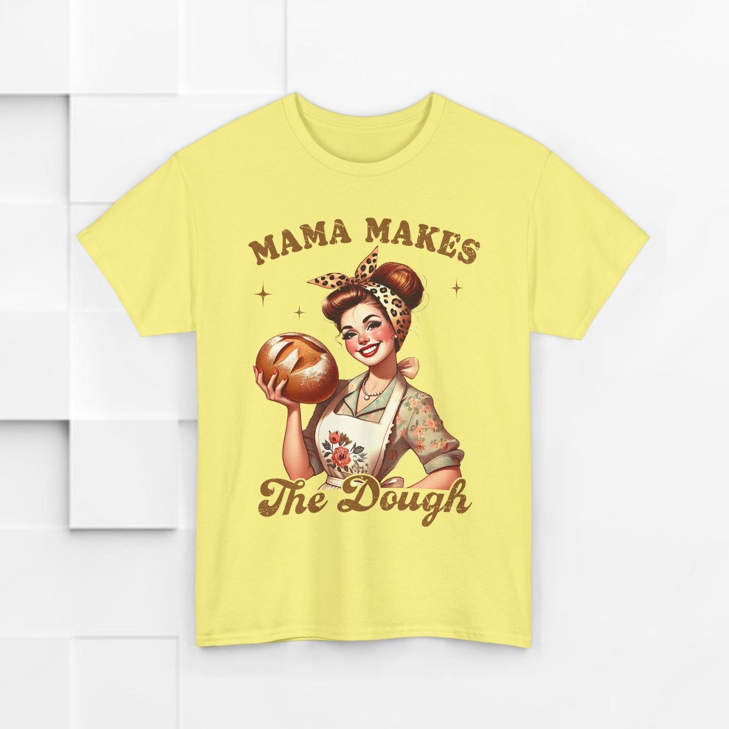 Funny Baking T-Shirt | "Mama Makes The Dough" Unisex Heavy Cotton Tee | Perfect Gift for Moms & Bakers