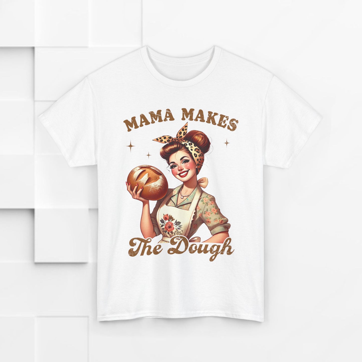Funny Baking T-Shirt | "Mama Makes The Dough" Unisex Heavy Cotton Tee | Perfect Gift for Moms & Bakers