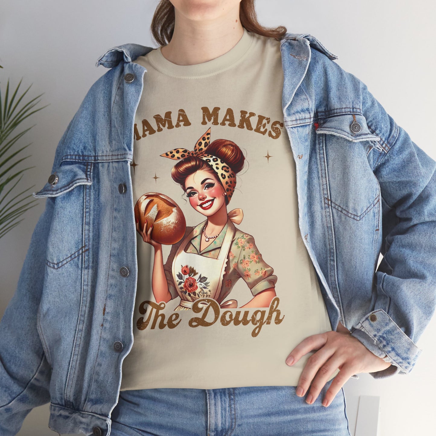 Funny Baking T-Shirt | "Mama Makes The Dough" Unisex Heavy Cotton Tee | Perfect Gift for Moms & Bakers