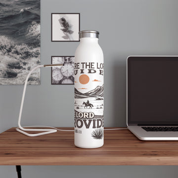 Inspirational Slim Water Bottle - ‘Where the Lord Guides’ | Faith-Based Hydration for Adventurers