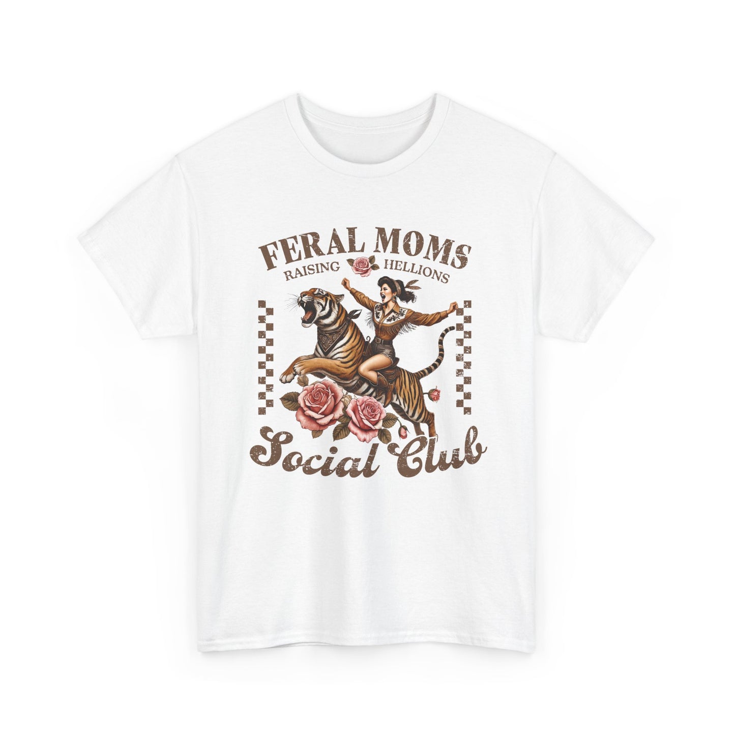 Feral Moms Social Club Tee - Unisex Heavy Cotton T-Shirt for Fun & Rebellious Moms