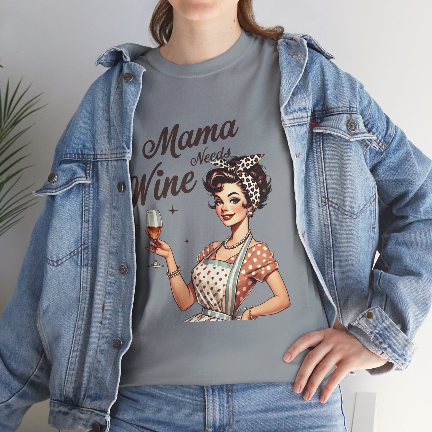 Mama Needs Wine Unisex Heavy Cotton Tee - Fun and Playful Gift for Wine Lovers
