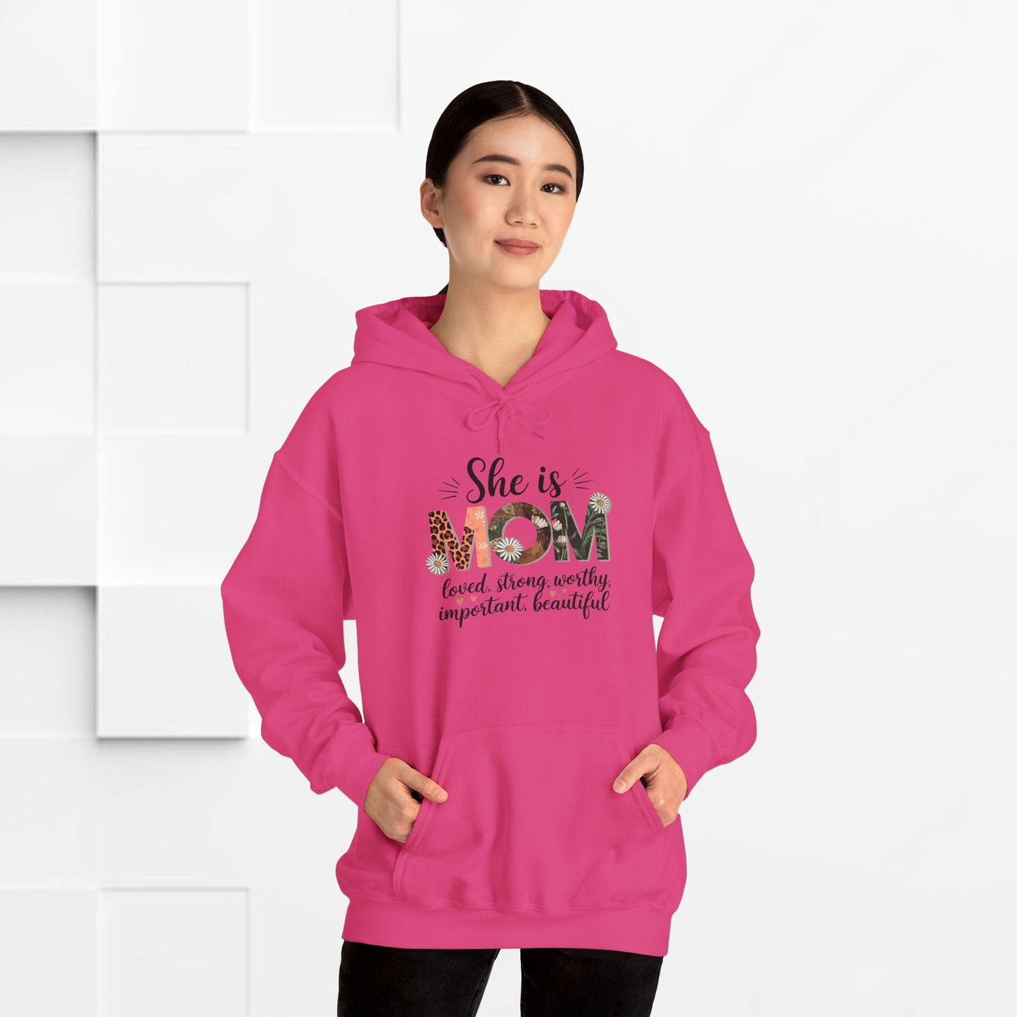 She is MOM Hooded Sweatshirt - Soft, Warm & Inspirational Gift for Mother's Day