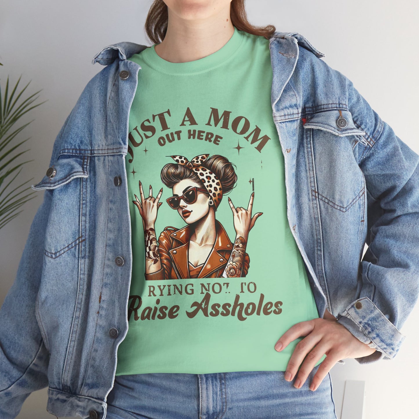 Just a Mom Heavy Cotton Tee - Funny Mom Shirt