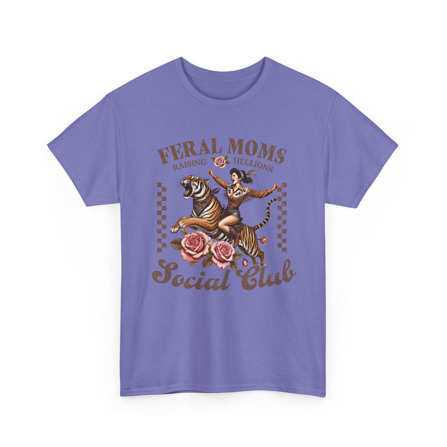 Feral Moms Social Club Tee - Unisex Heavy Cotton T-Shirt for Fun & Rebellious Moms