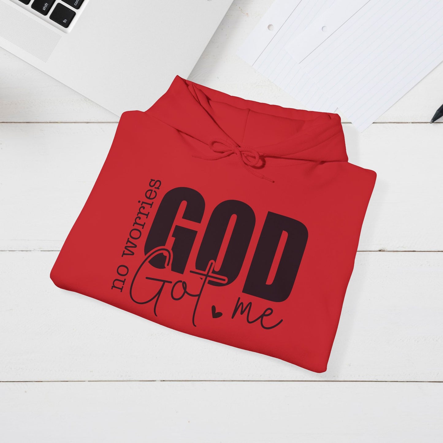 Inspirational Hooded Sweatshirt - "No Worries, God Got Me"