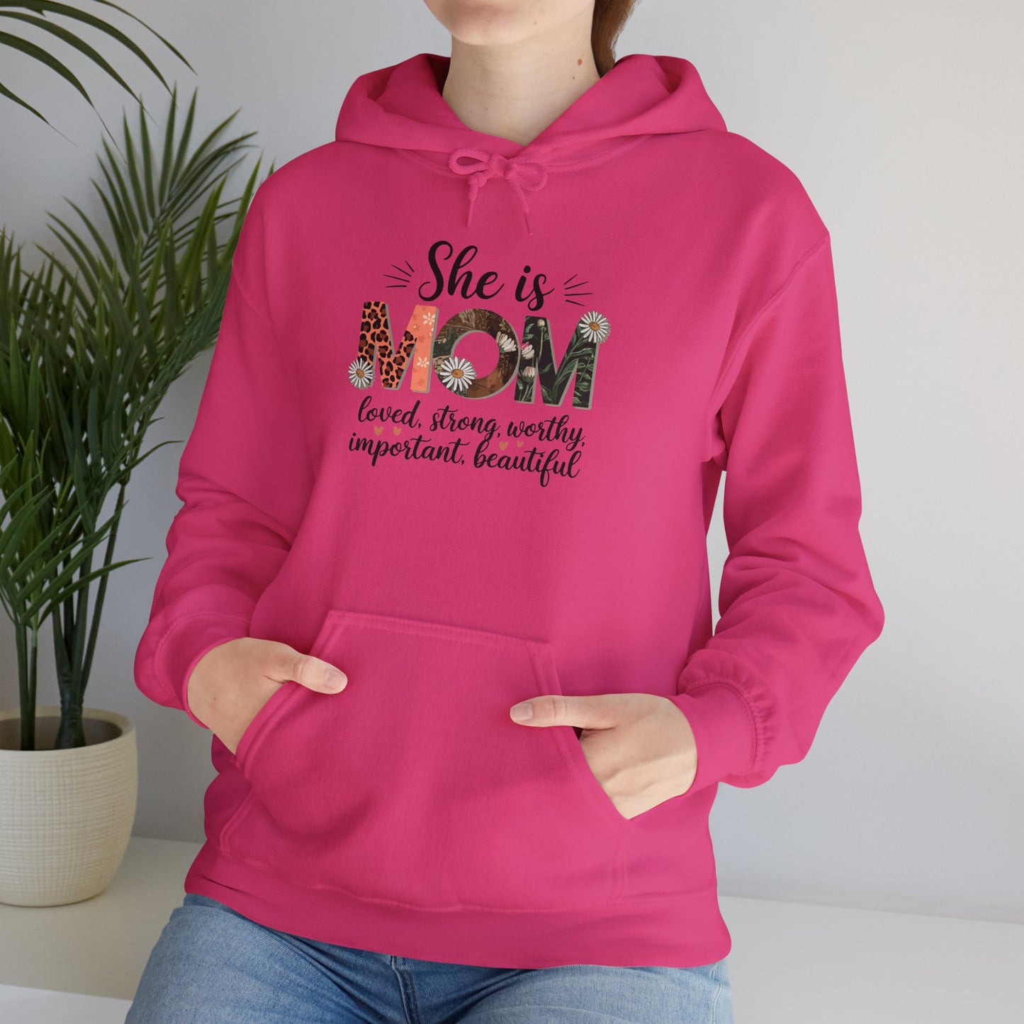 She is MOM Hooded Sweatshirt - Soft, Warm & Inspirational Gift for Mother's Day