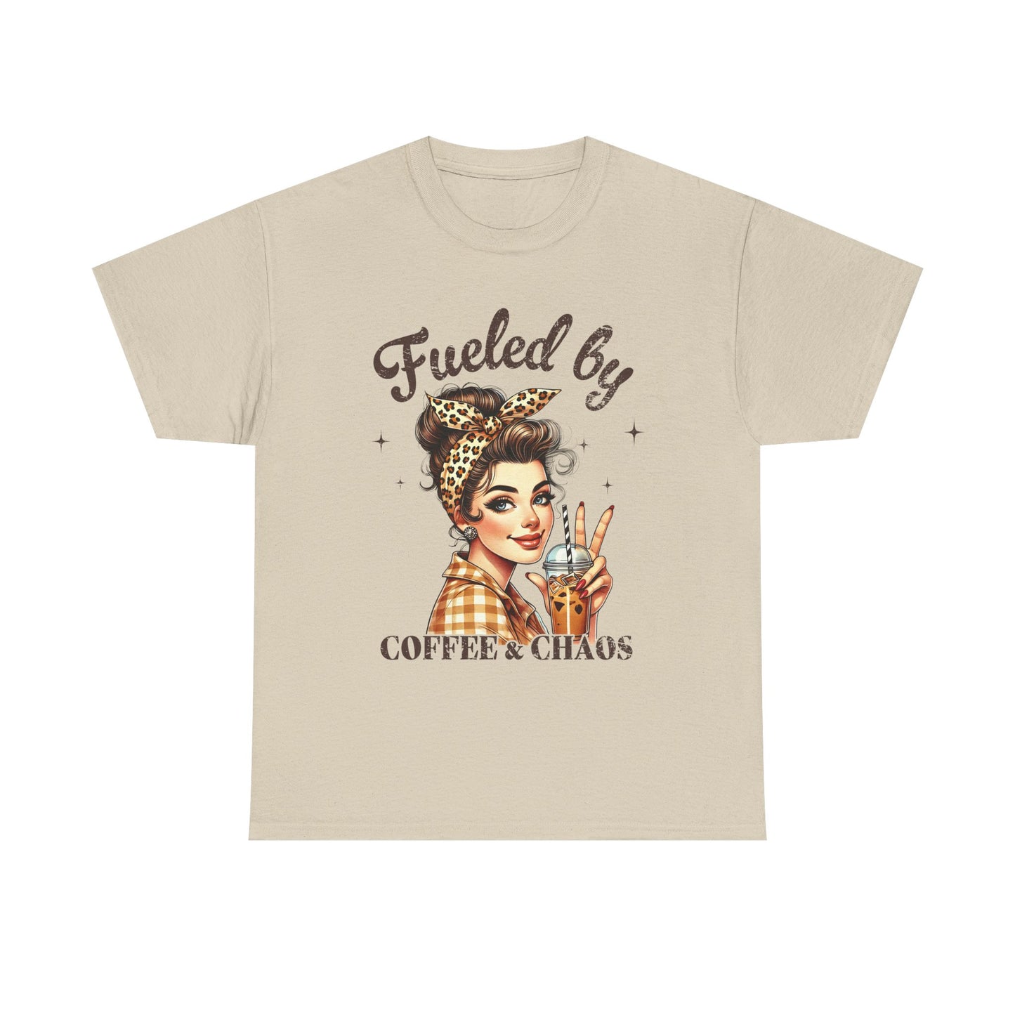 Fueled by Coffee & Chaos Unisex Tee - Fun Graphic Shirt for Coffee Lovers