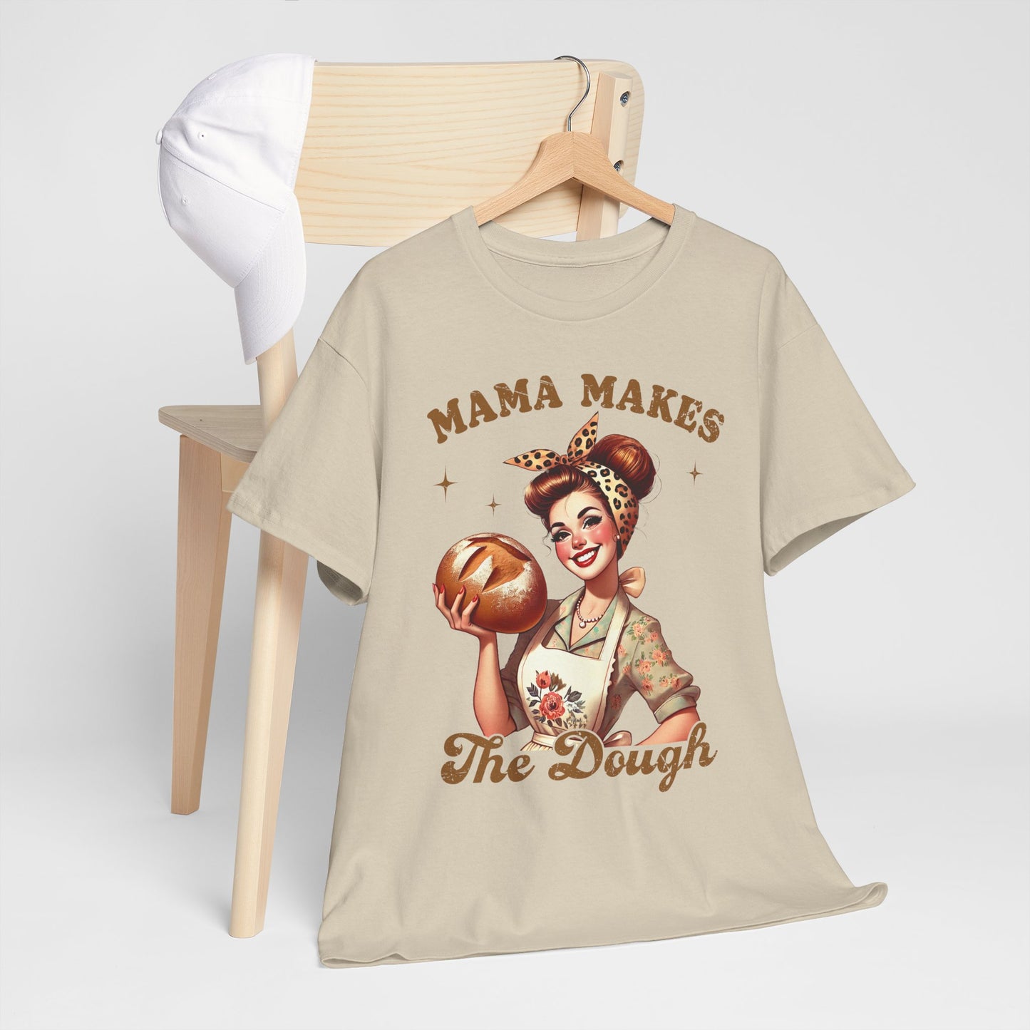 Funny Baking T-Shirt | "Mama Makes The Dough" Unisex Heavy Cotton Tee | Perfect Gift for Moms & Bakers