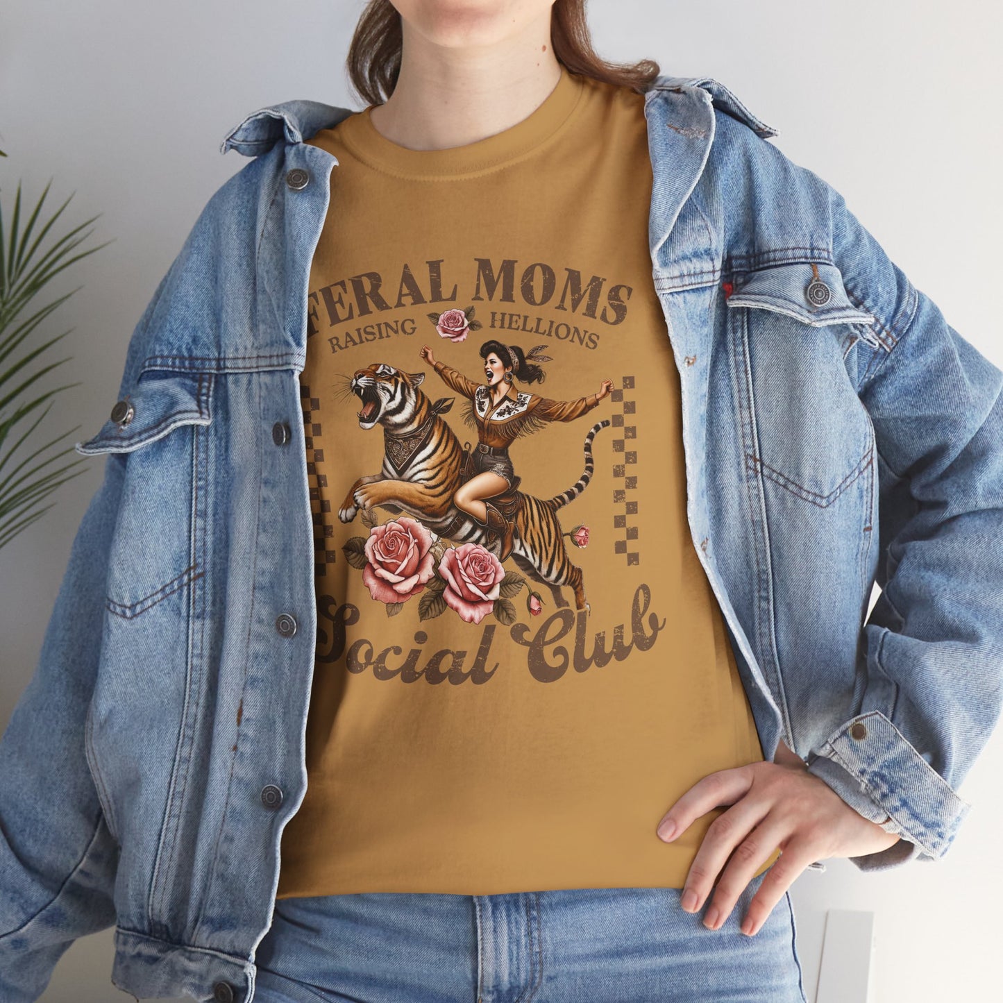 Feral Moms Social Club Tee - Unisex Heavy Cotton T-Shirt for Fun & Rebellious Moms