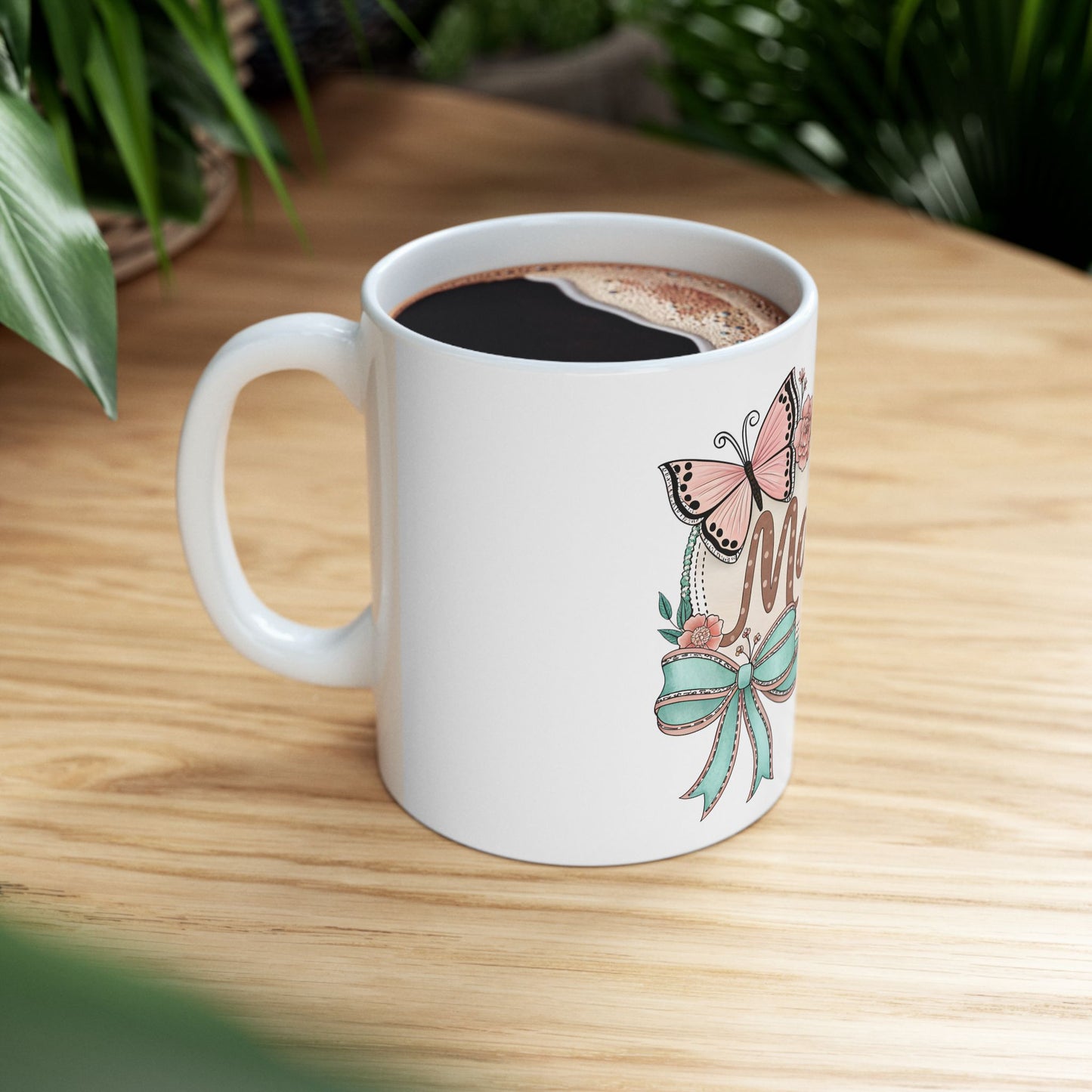 Floral Butterfly Mug for Mama - 11oz & 15oz Ceramic Coffee Cup