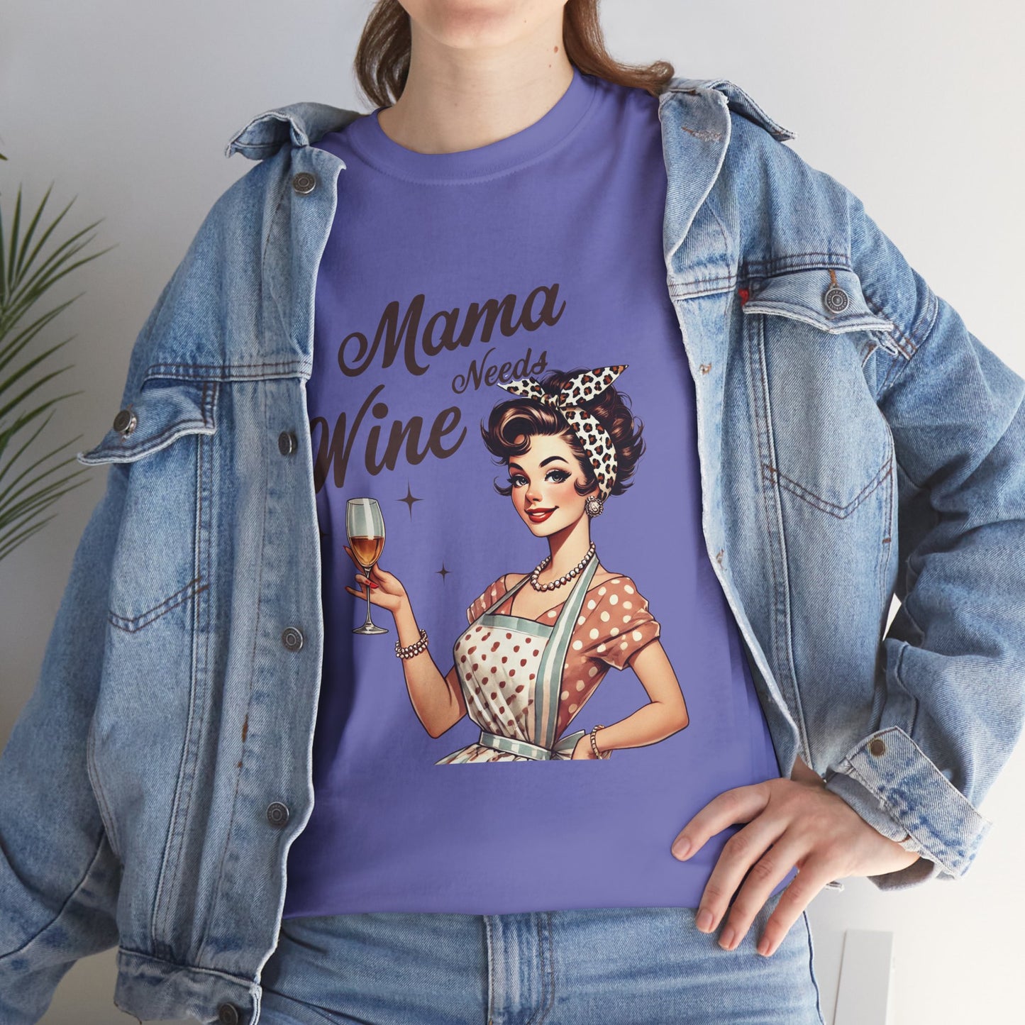 Mama Needs Wine Unisex Heavy Cotton Tee - Fun and Playful Gift for Wine Lovers