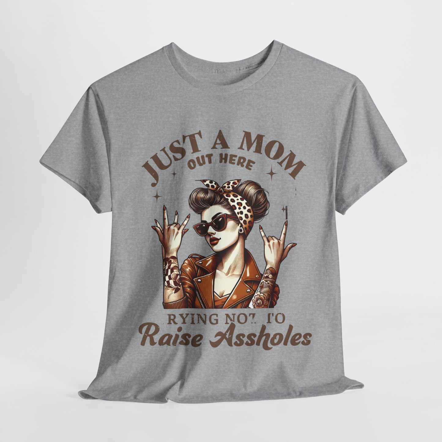 Just a Mom Heavy Cotton Tee - Funny Mom Shirt