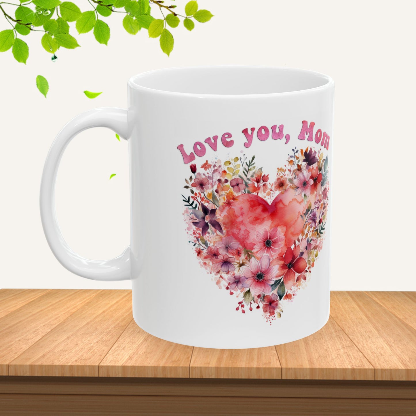 Love You, Mom Floral Ceramic Mug - Perfect Gift for Mother's Day